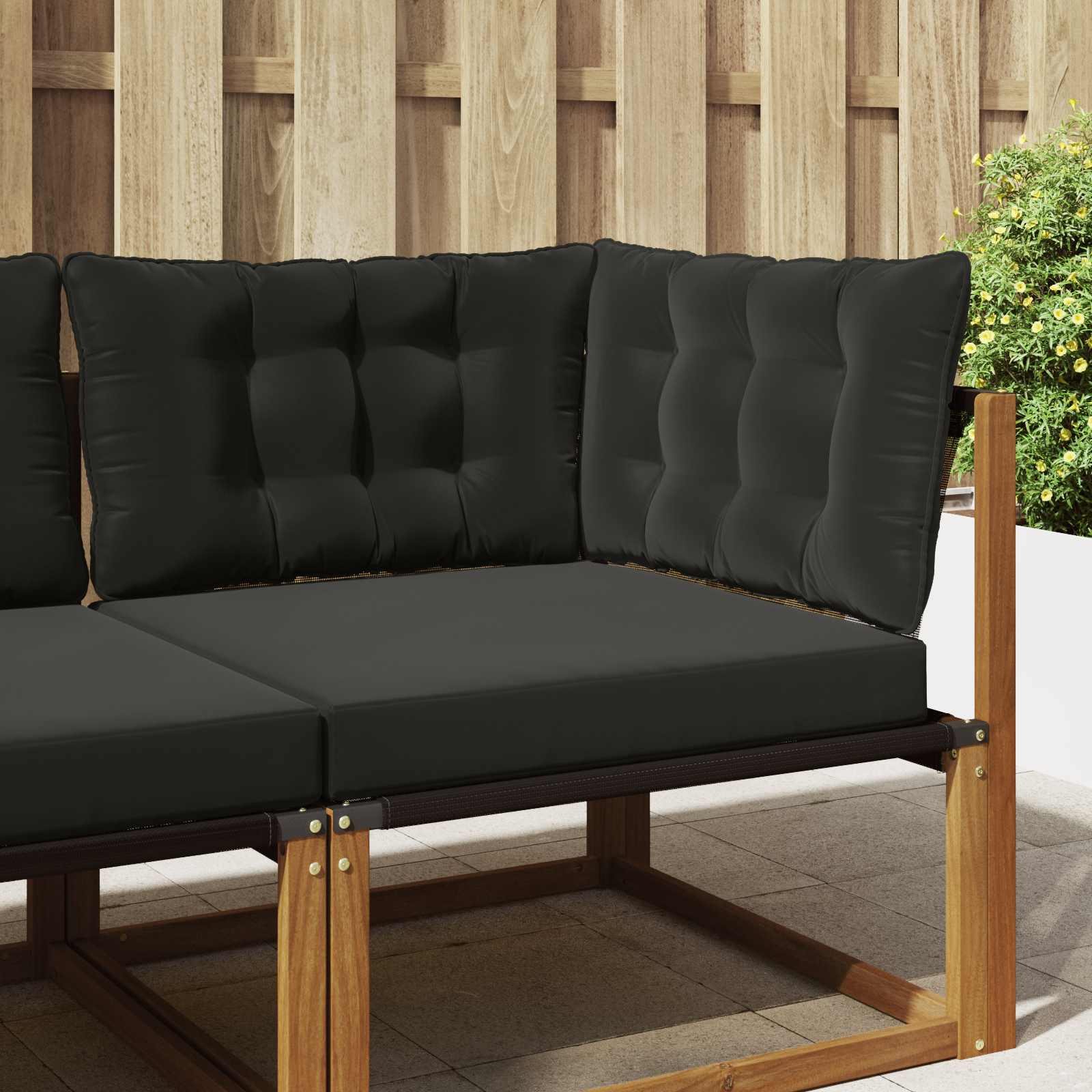 Sofakissen für draußen 3 pcs Schwarz Polyester