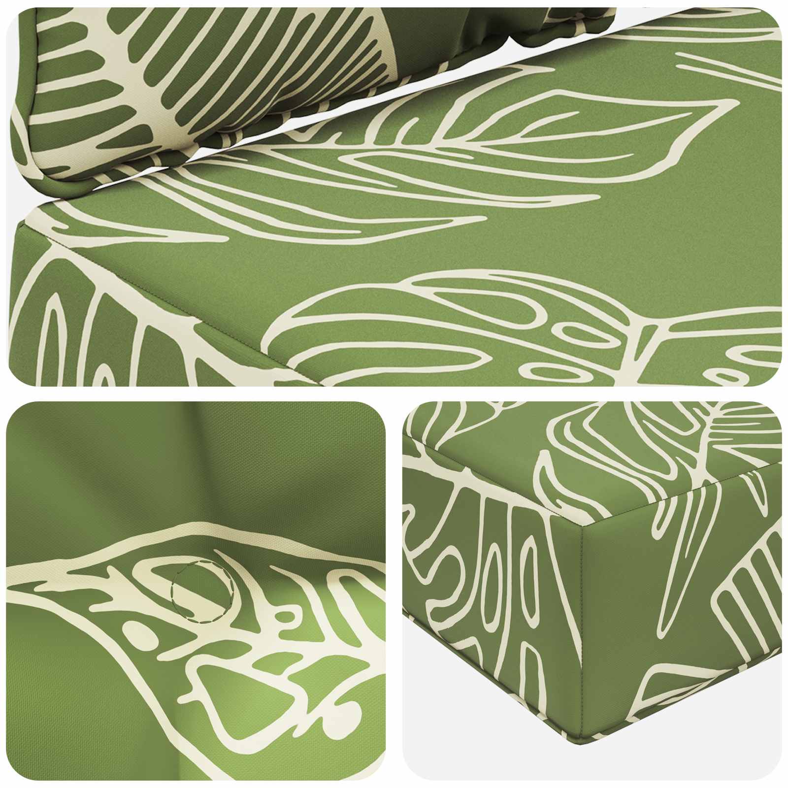 Sofakissen für draußen 3 pcs Blattdesign Polyester