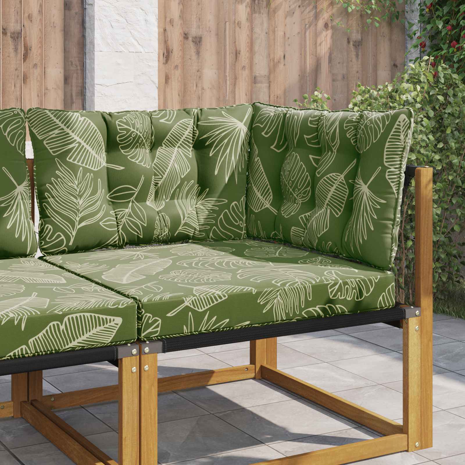 Sofakissen für draußen 3 pcs Blattdesign Polyester