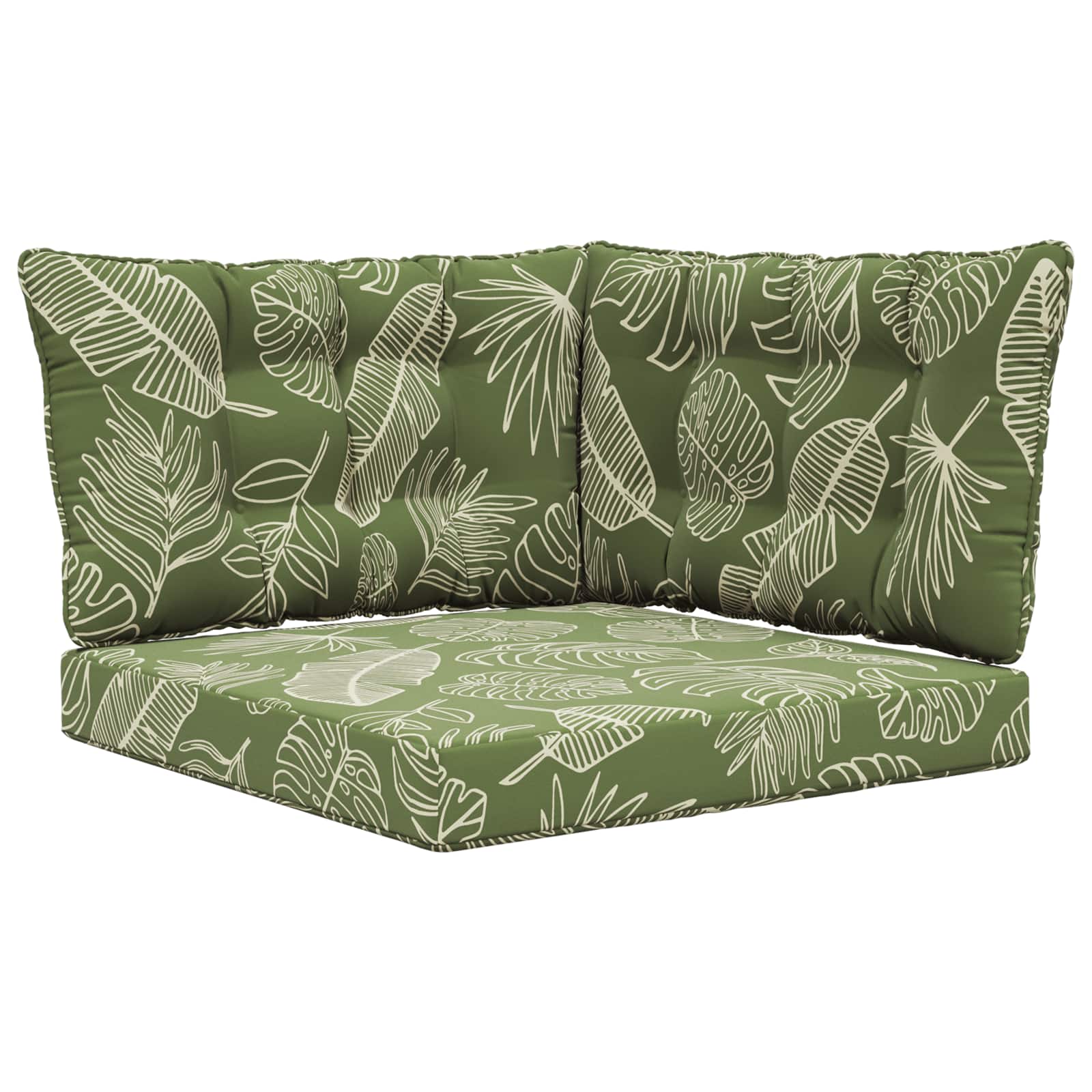 Sofakissen für draußen 3 pcs Blattdesign Polyester