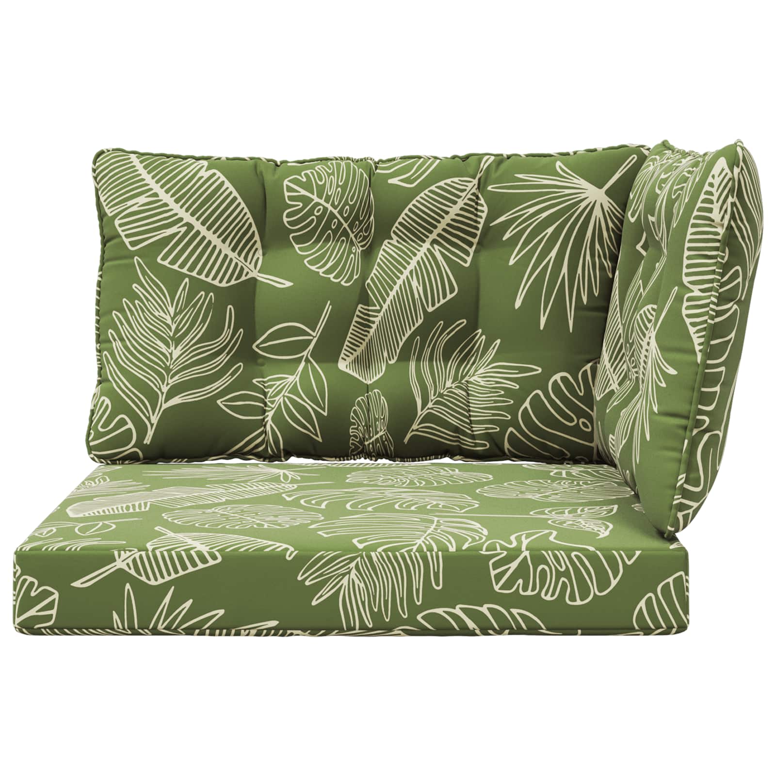 Sofakissen für draußen 3 pcs Blattdesign Polyester