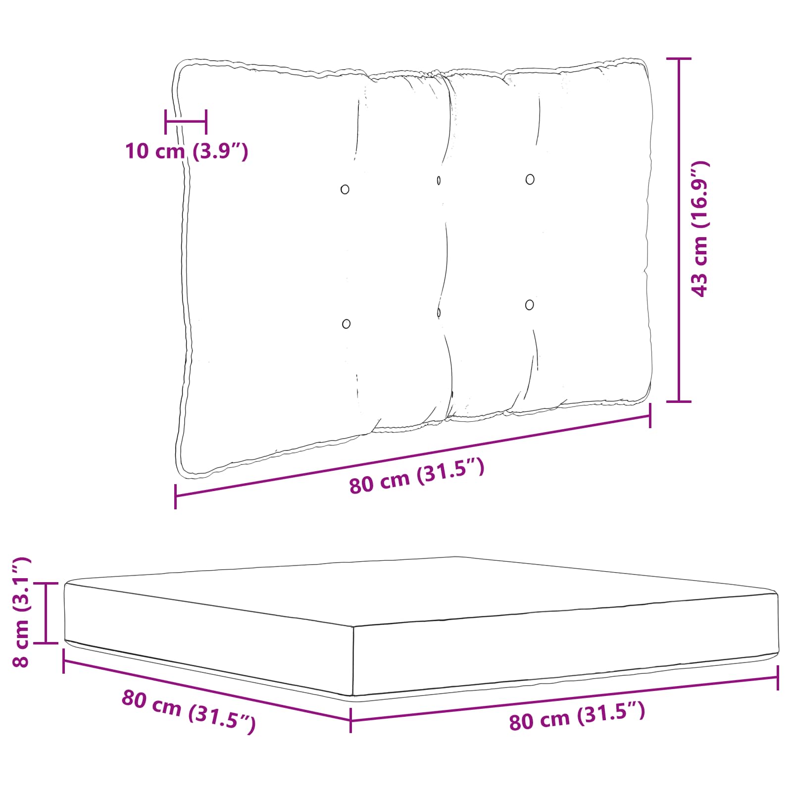 Sofakissen für draußen 3 pcs Rosa Polyester