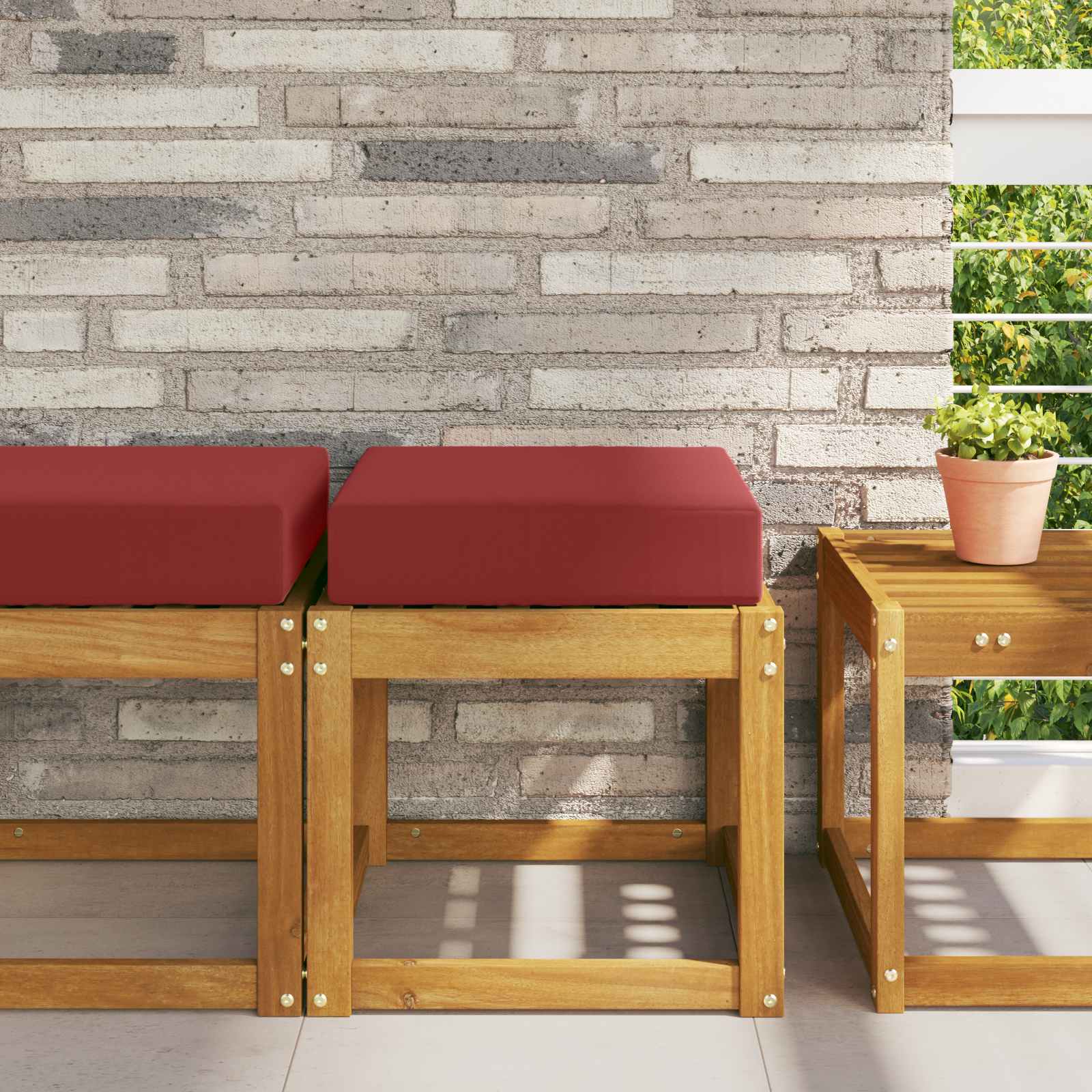 Sitzkissen für Outdoor Weinrot 40 x 40 x 8 cm 100 % Polyester