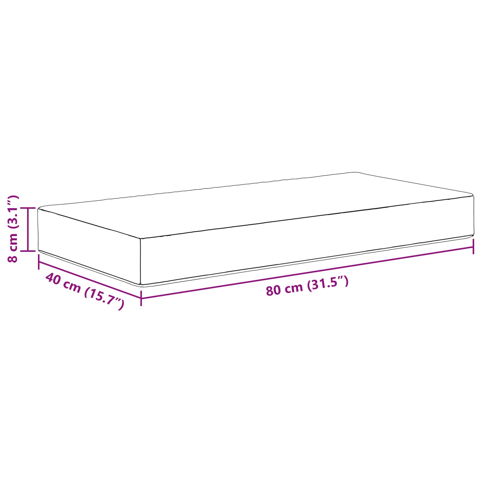 Sitzkissen für Outdoor Grau 80 x 40 x 8 cm 100 % Polyester