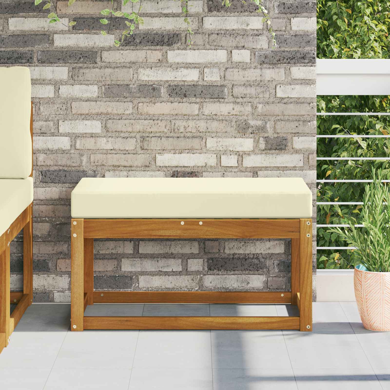 Sitzkissen für Outdoor Creme 80 x 40 x 8 cm 100 % Polyester