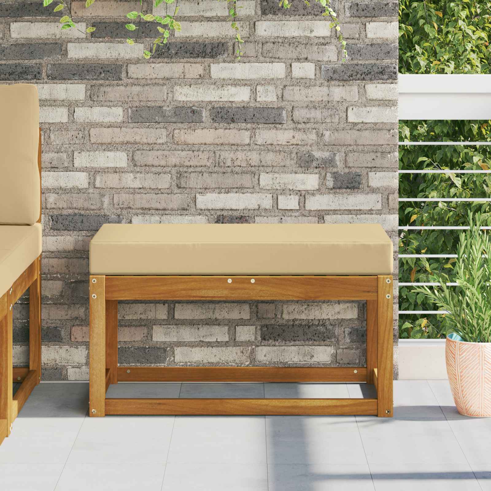 Sitzkissen für Outdoor Beige 80 x 40 x 8 cm 100 % Polyester