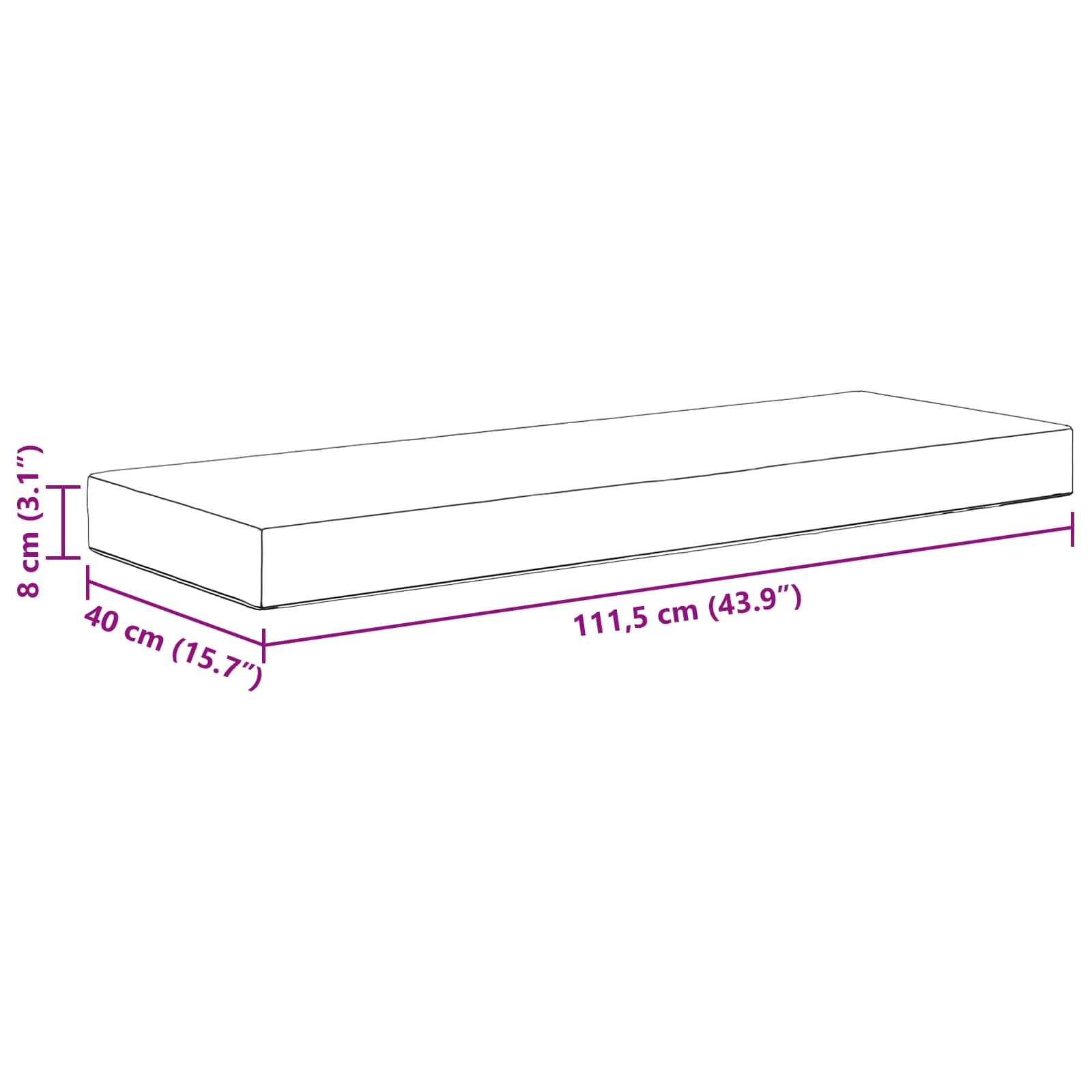Sitzkissen für Outdoor Anthrazit 115 x 40 x 8 cm