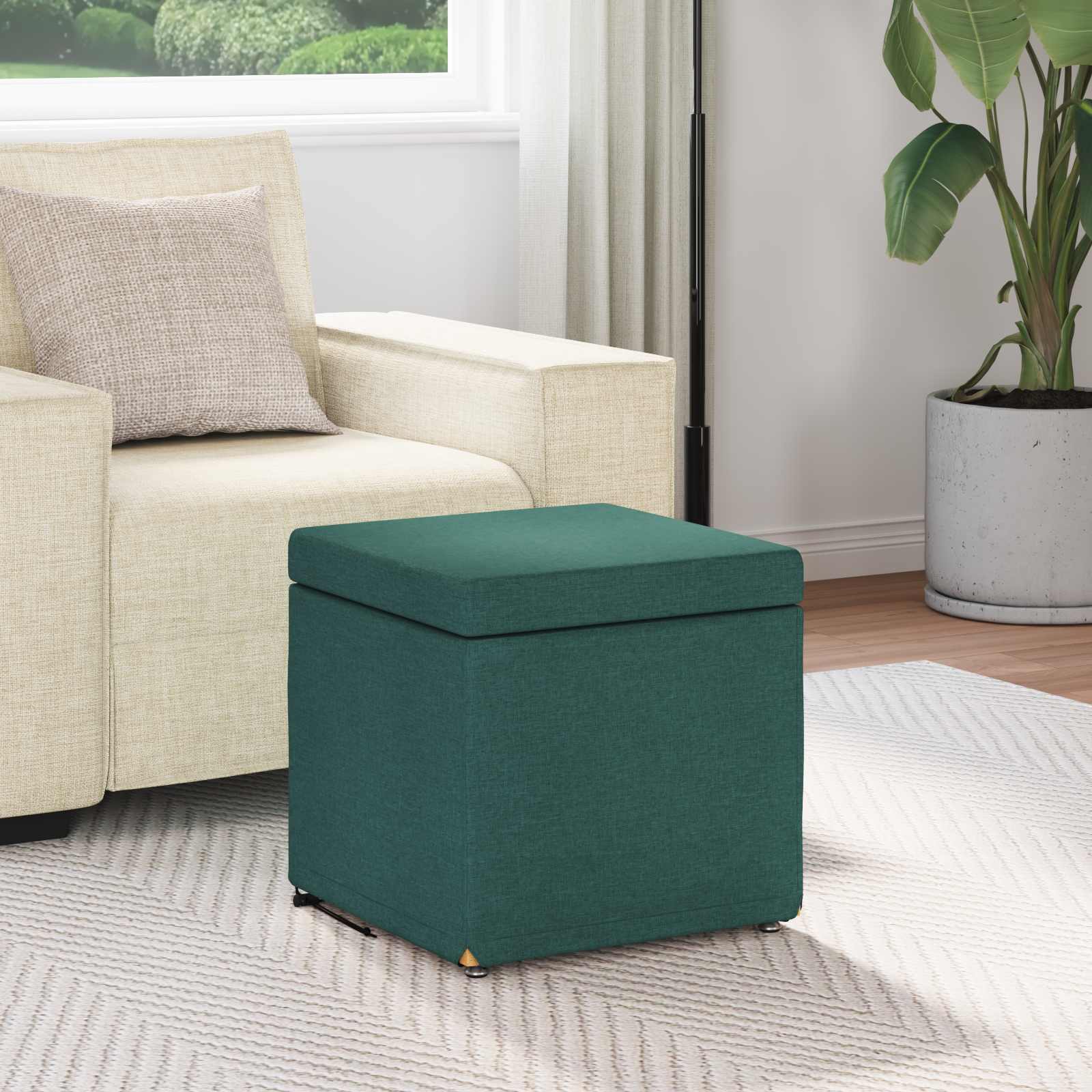 Hocker Dunkelgrün 41 x 41 x 40 cm Stoff und Pressholz