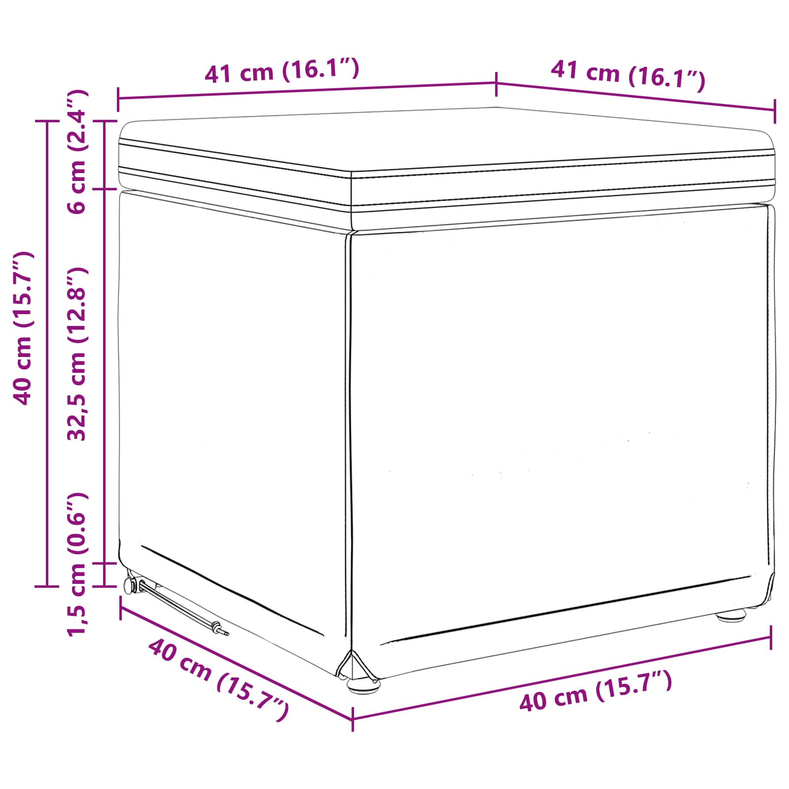 Hocker Blau 41 x 41 x 40 cm Samt und Engineering Holz