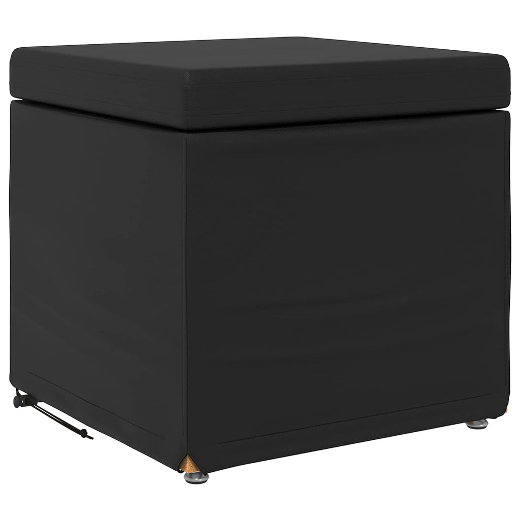 Hocker Schwarz 41 x 41 x 40 cm Kunstleder und Engineering Holz