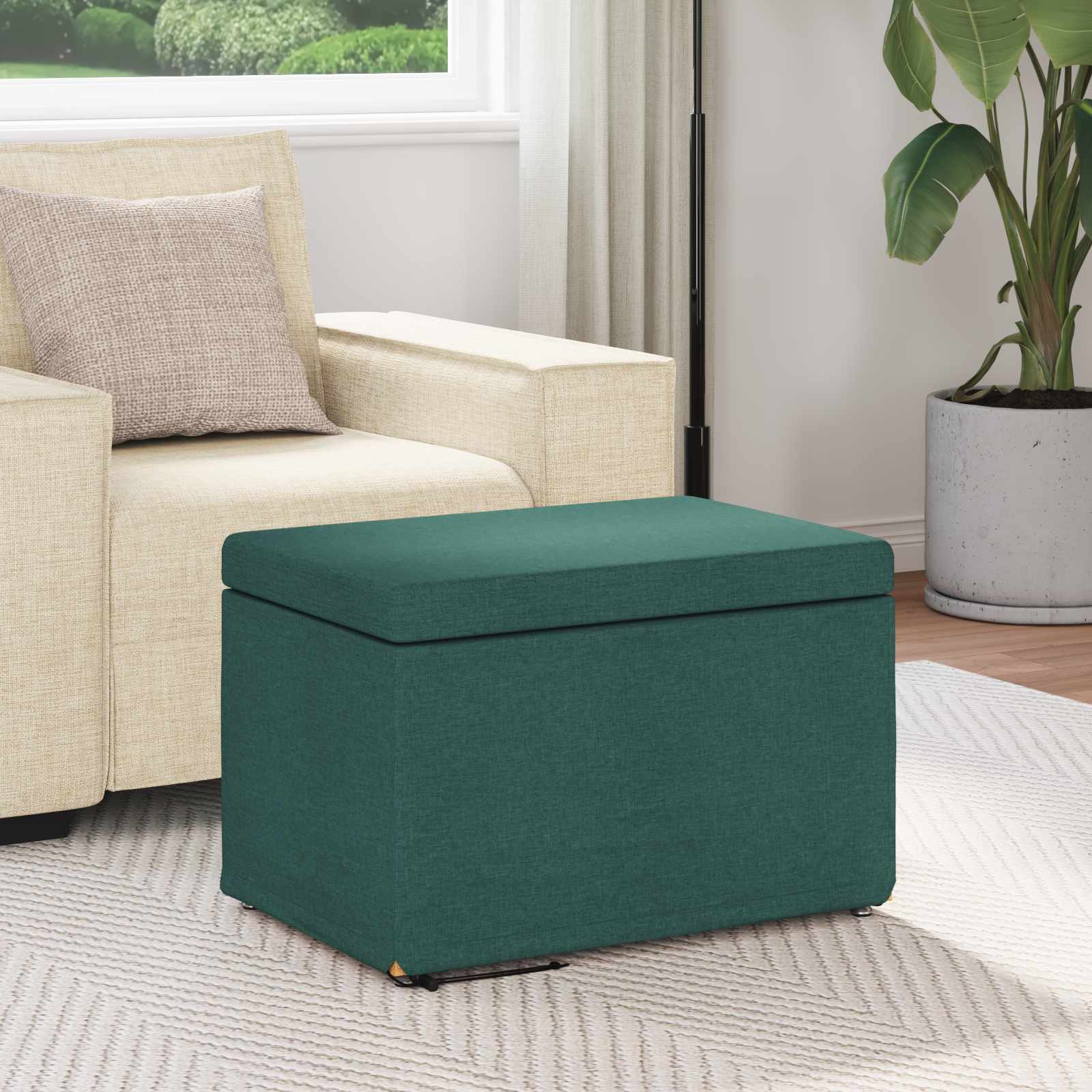Hocker Dunkelgrün 61 x 41 x 40 cm Stoff und Pressholz