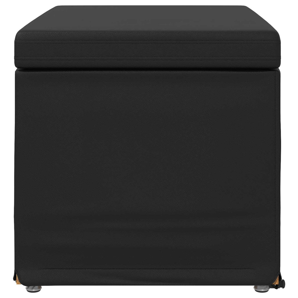 Hocker Schwarz 61 x 41 x 40 cm Kunstleder und Engineering Holz