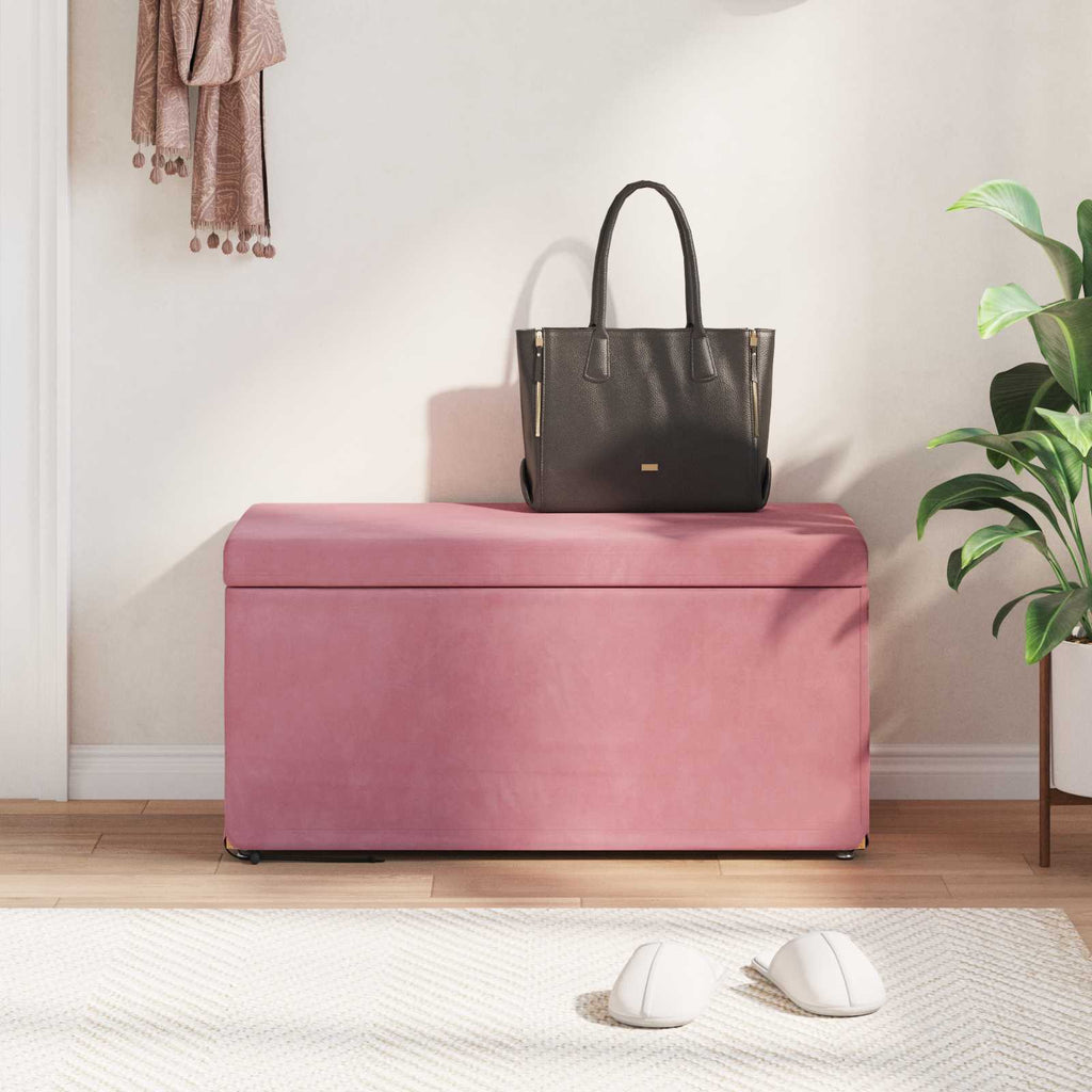 Hocker Rosa 81 x 41 x 40 cm Samt und Engineering Holz