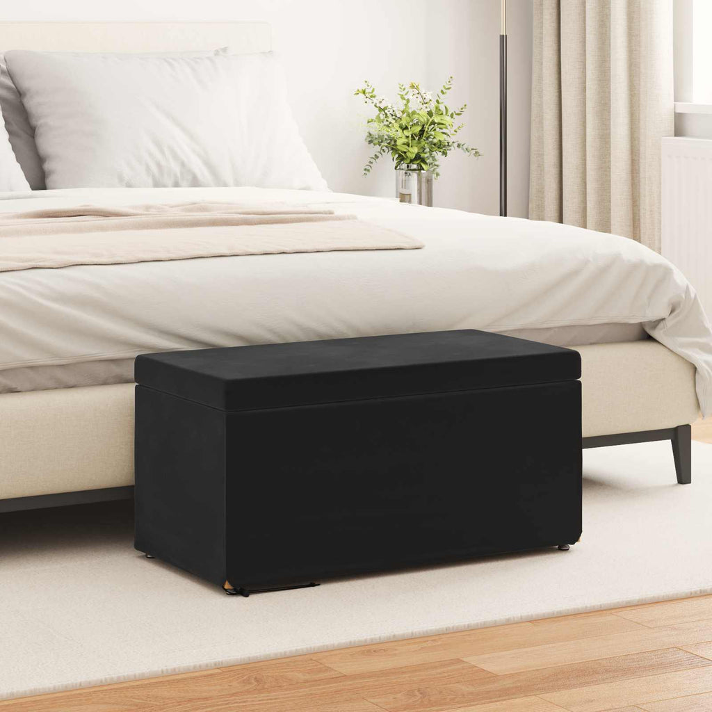Hocker Schwarz 81 x 41 x 40 cm Samt und Engineering Holz