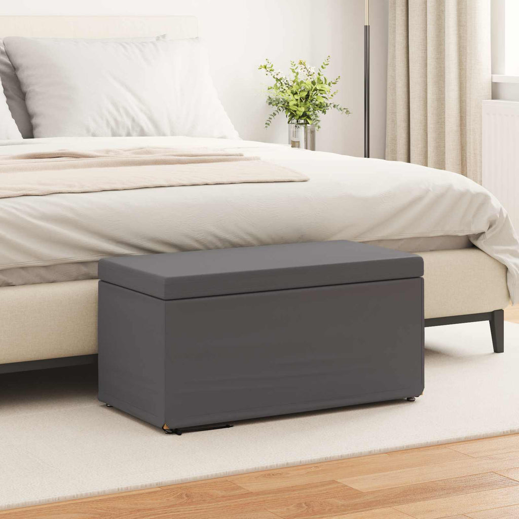 Hocker Grau 81 x 41 x 40 cm Kunstleder und Engineering Holz
