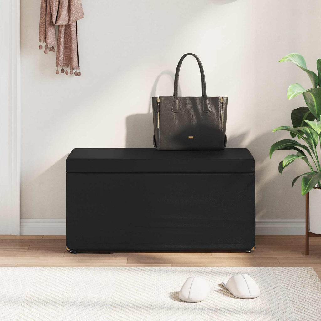 Hocker Schwarz 81 x 41 x 40 cm Kunstleder und Engineering Holz
