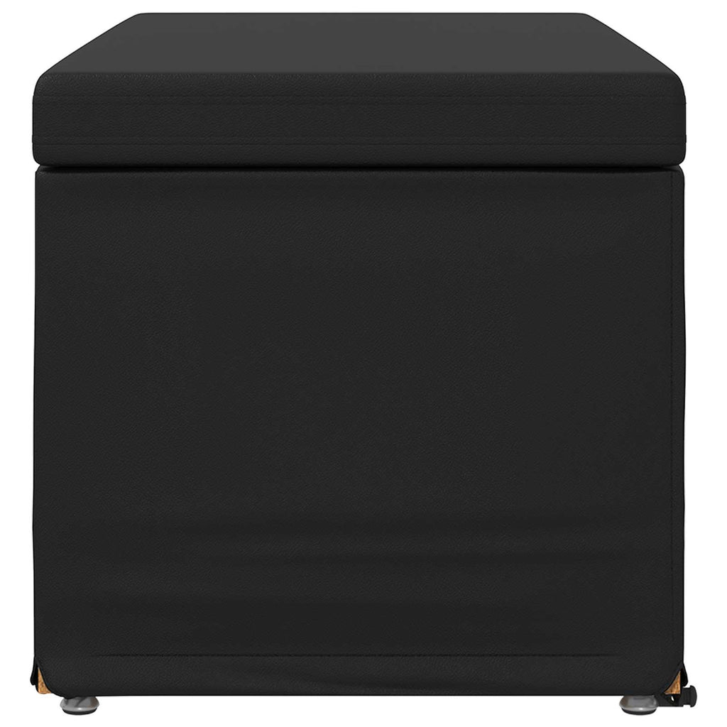 Hocker Schwarz 81 x 41 x 40 cm Kunstleder und Engineering Holz