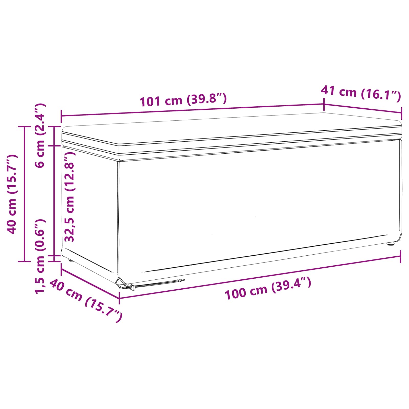 Hocker Hellgrau 101 x 41 x 40 cm Stoff und Pressholz