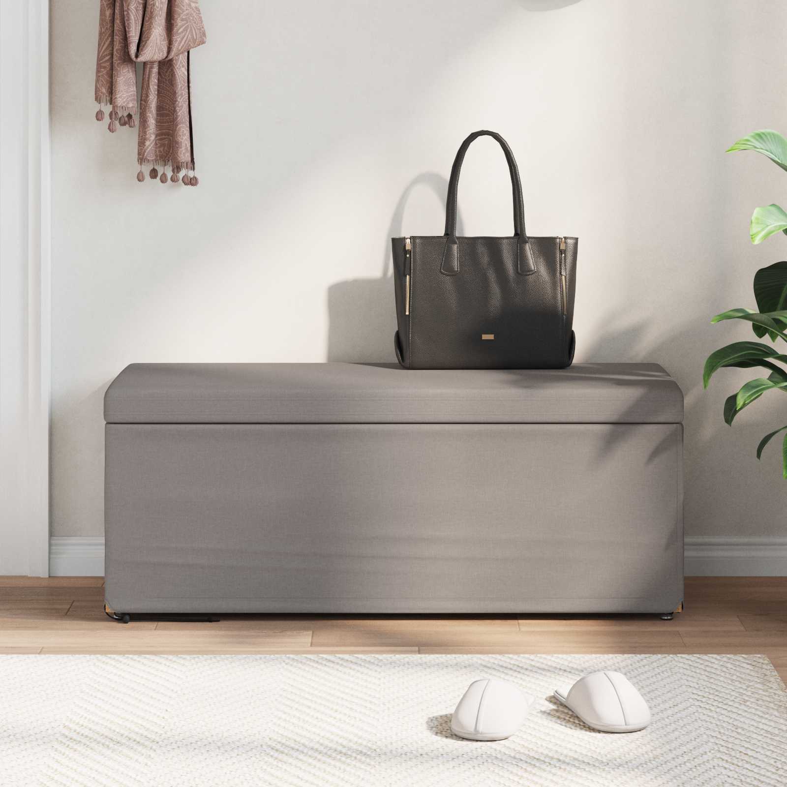Hocker Taupe 101 x 41 x 40 cm Stoff und Pressholz