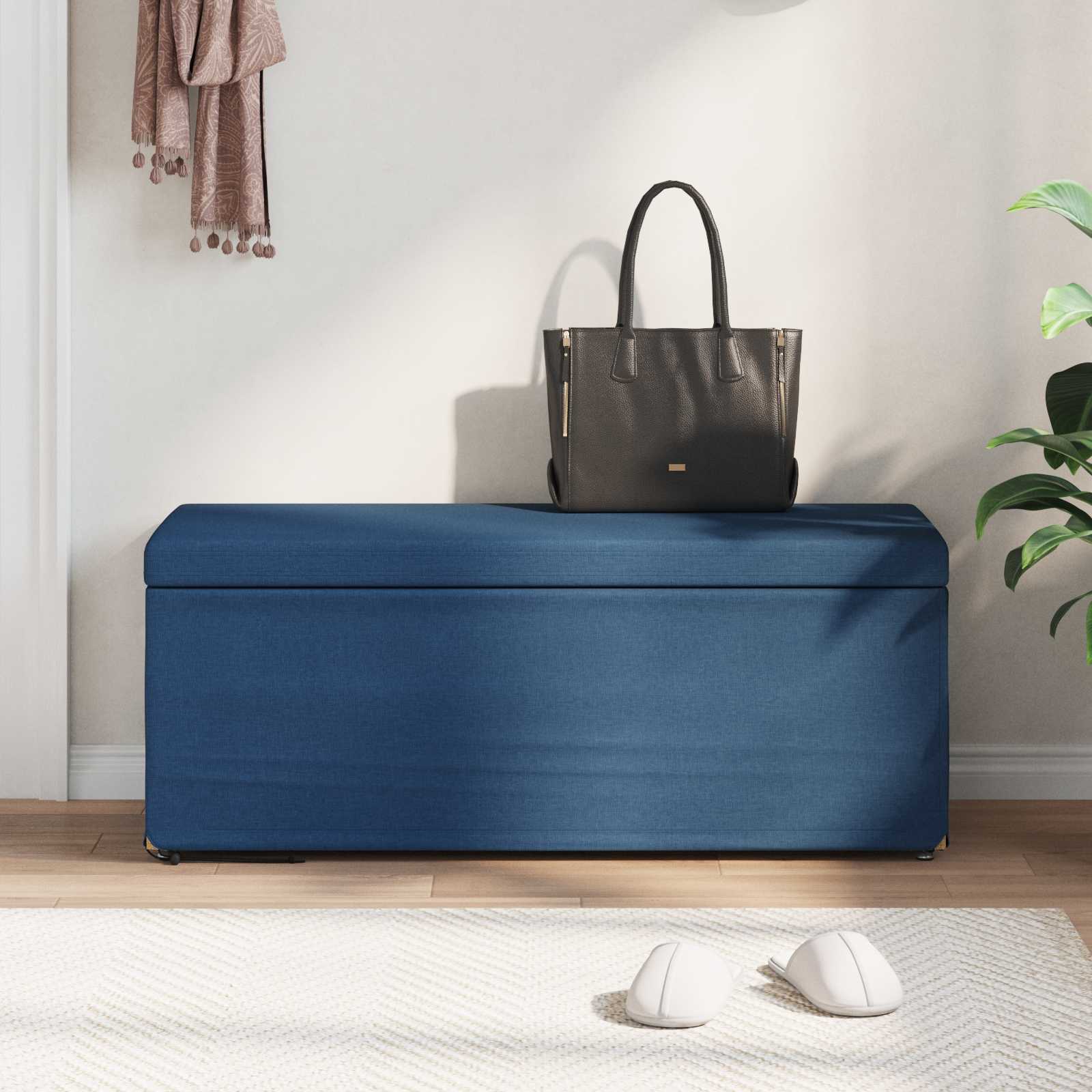 Hocker Blau 101 x 41 x 40 cm Stoff und Pressholz