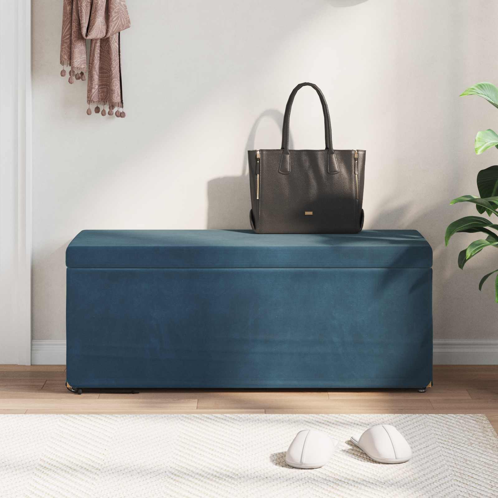 Hocker Blau 101 x 41 x 40 cm Samt und Engineering Holz