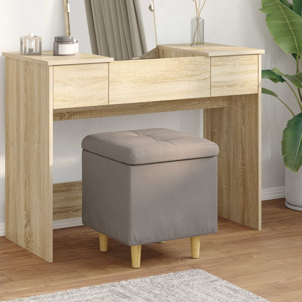 Aufbewahrungsottomane mit Kissen Taupe 40 x 40 x 45 cm Stoff