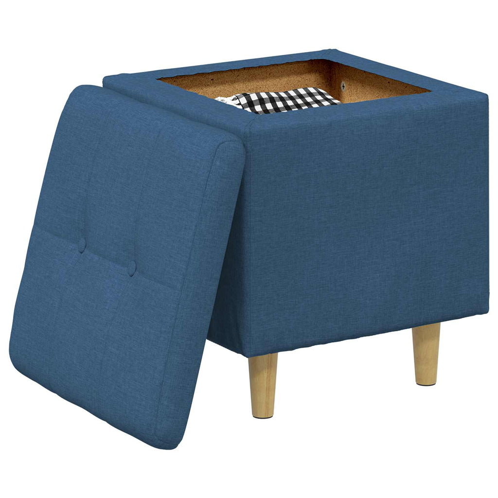Aufbewahrungsottomane mit Kissen Blau 40 x 40 x 45 cm Stoff