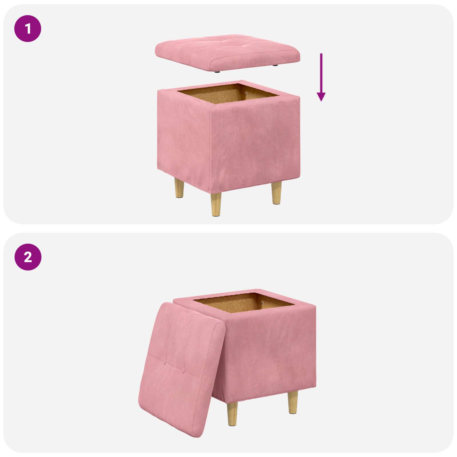 Ottoman mit Stauraum 40 x 40 x 45 cm Samt