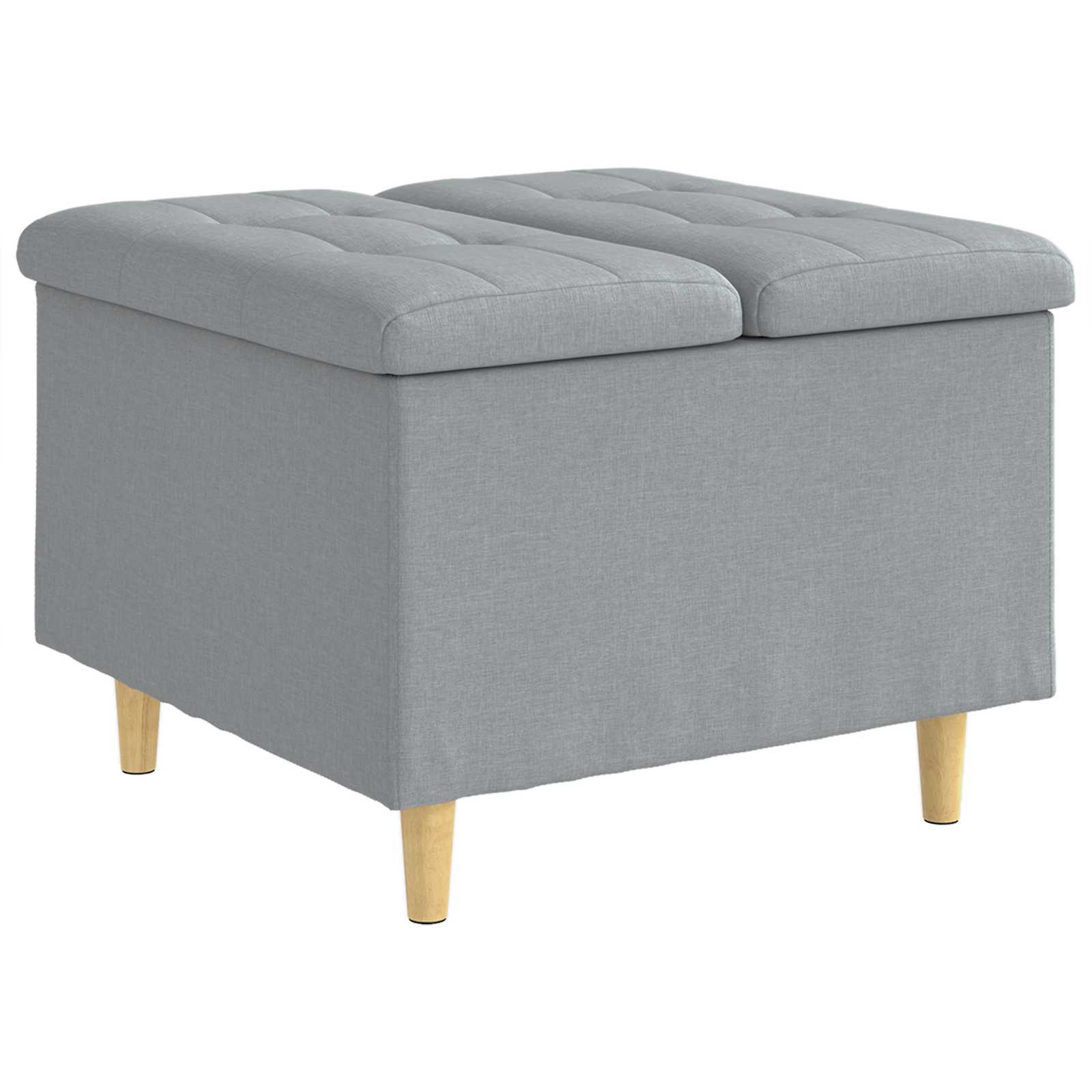 Aufbewahrungsottomane mit Kissen Hellgrau 60 x 60 x 45 cm Stoff