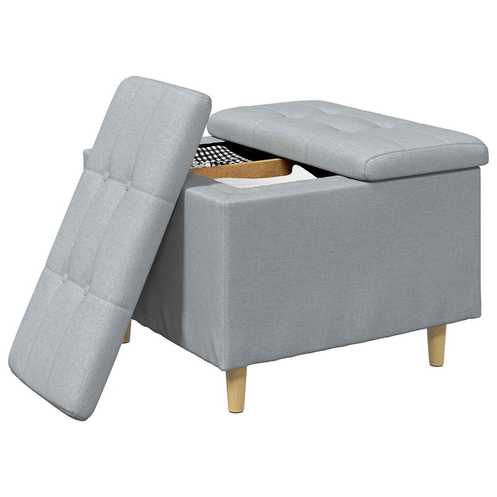 Aufbewahrungsottomane mit Kissen Hellgrau 60 x 60 x 45 cm Stoff