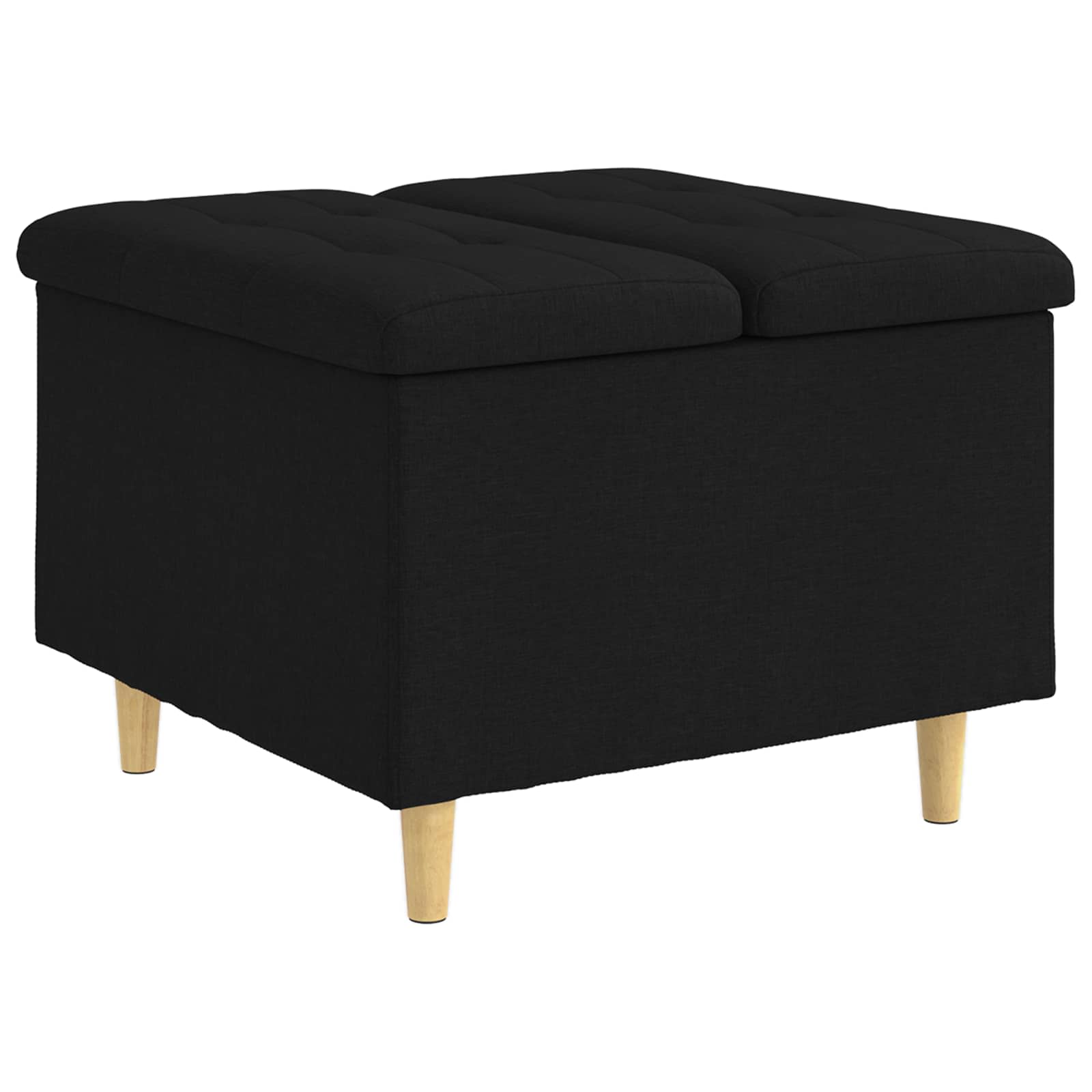 Aufbewahrungsottomane mit Kissen Schwarz 60 x 60 x 45 cm Stoff