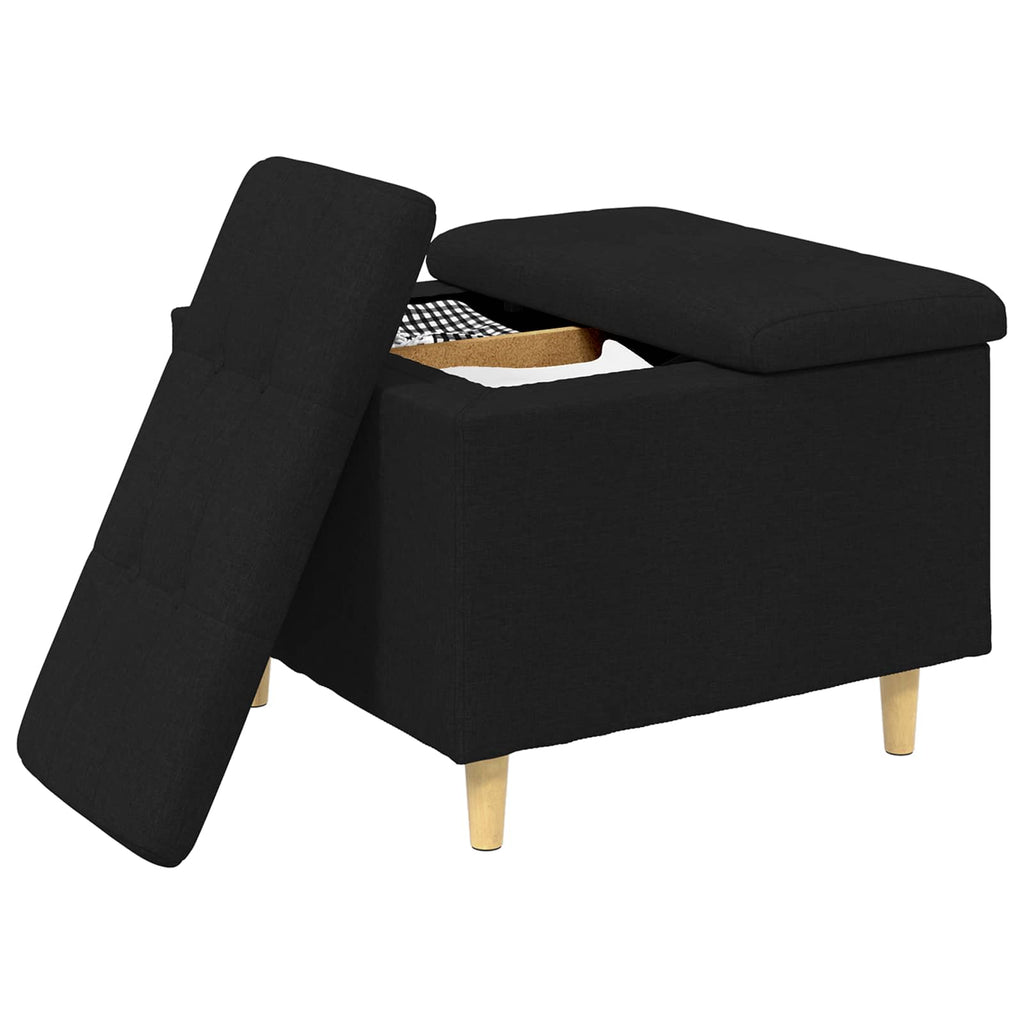 Aufbewahrungsottomane mit Kissen Schwarz 60 x 60 x 45 cm Stoff