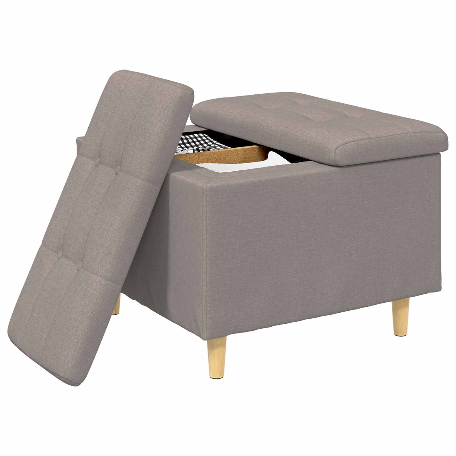 Aufbewahrungsottomane mit Kissen Taupe 60 x 60 x 45 cm Stoff
