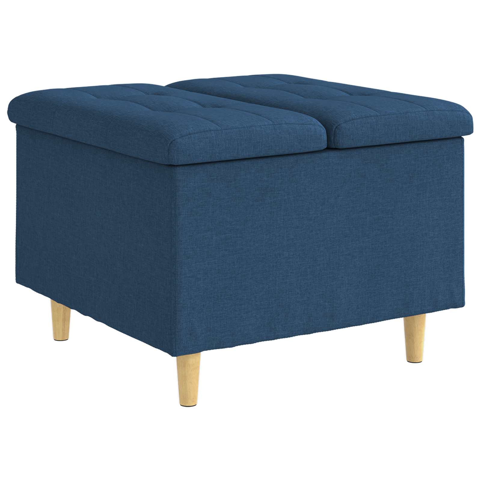 Aufbewahrungsottomane mit Kissen Blau 60 x 60 x 45 cm Stoff