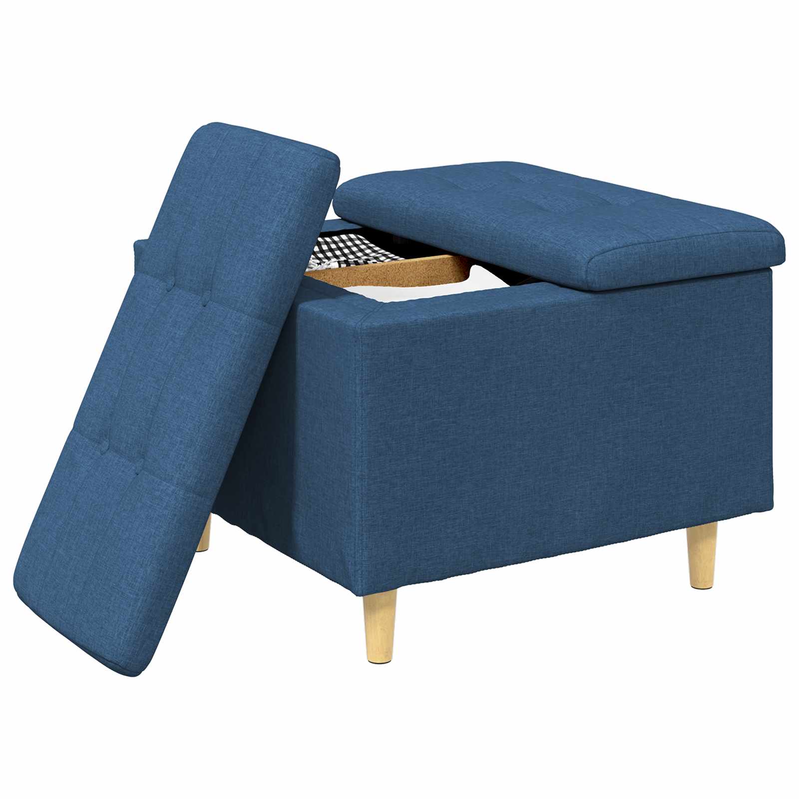 Aufbewahrungsottomane mit Kissen Blau 60 x 60 x 45 cm Stoff