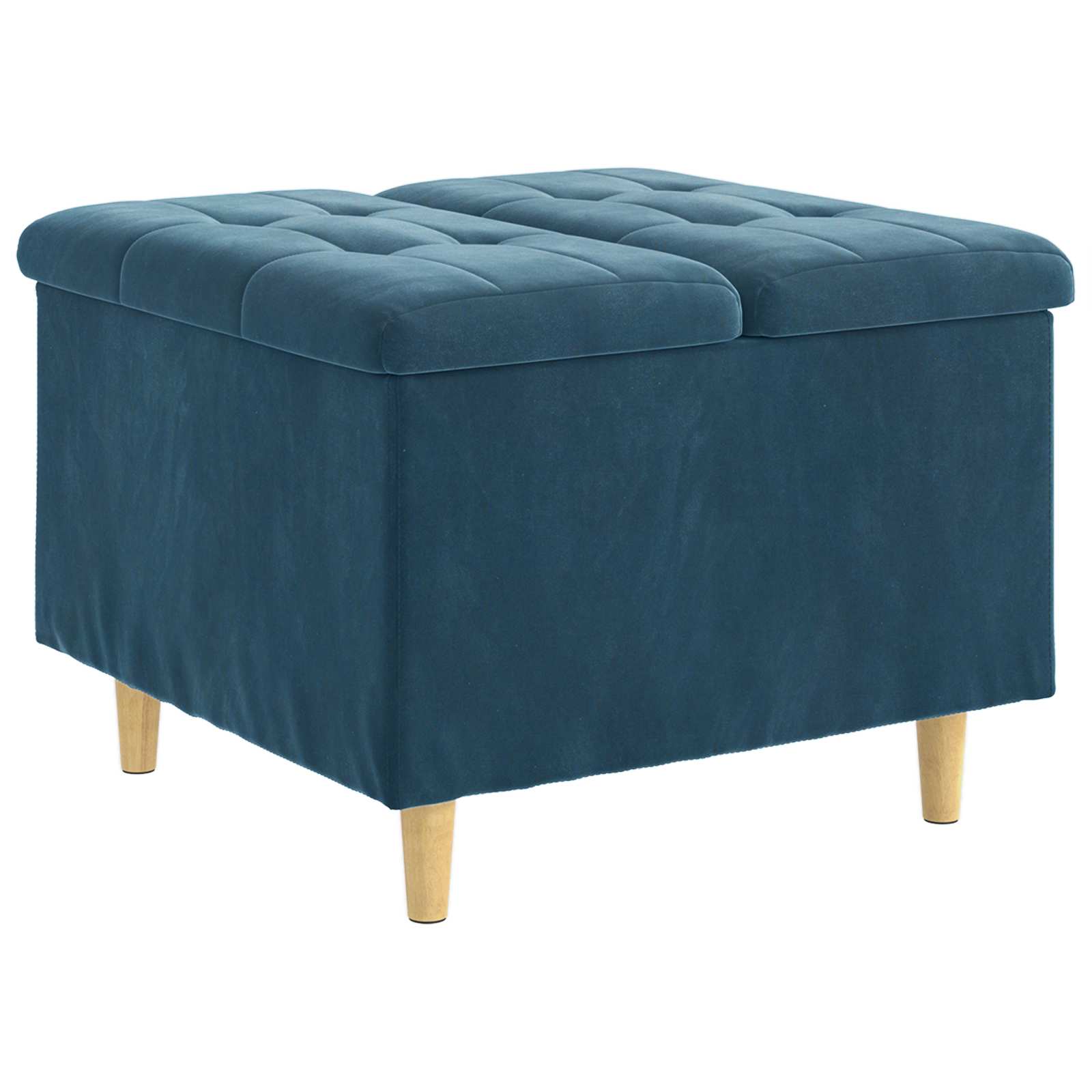 Aufbewahrungsottomane mit Kissen Blau 60 x 60 x 45 cm Samt