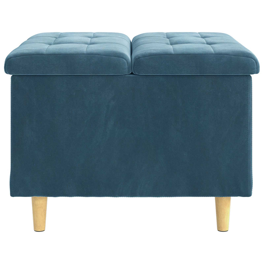 Aufbewahrungsottomane mit Kissen Blau 60 x 60 x 45 cm Samt