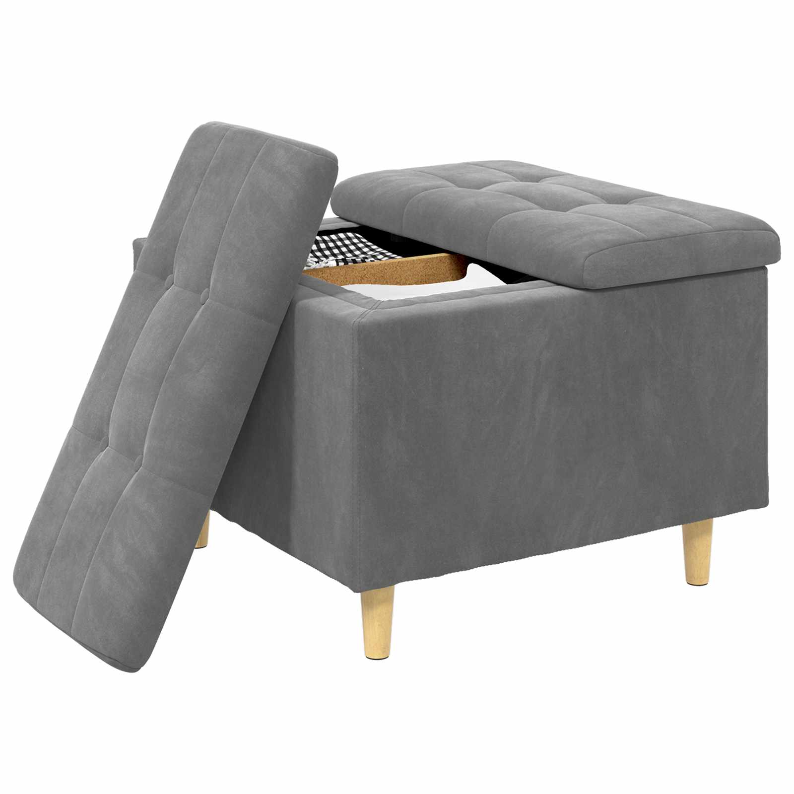 Aufbewahrungsottomane Dunkelgrau 60 x 60 x 45 cm Samt