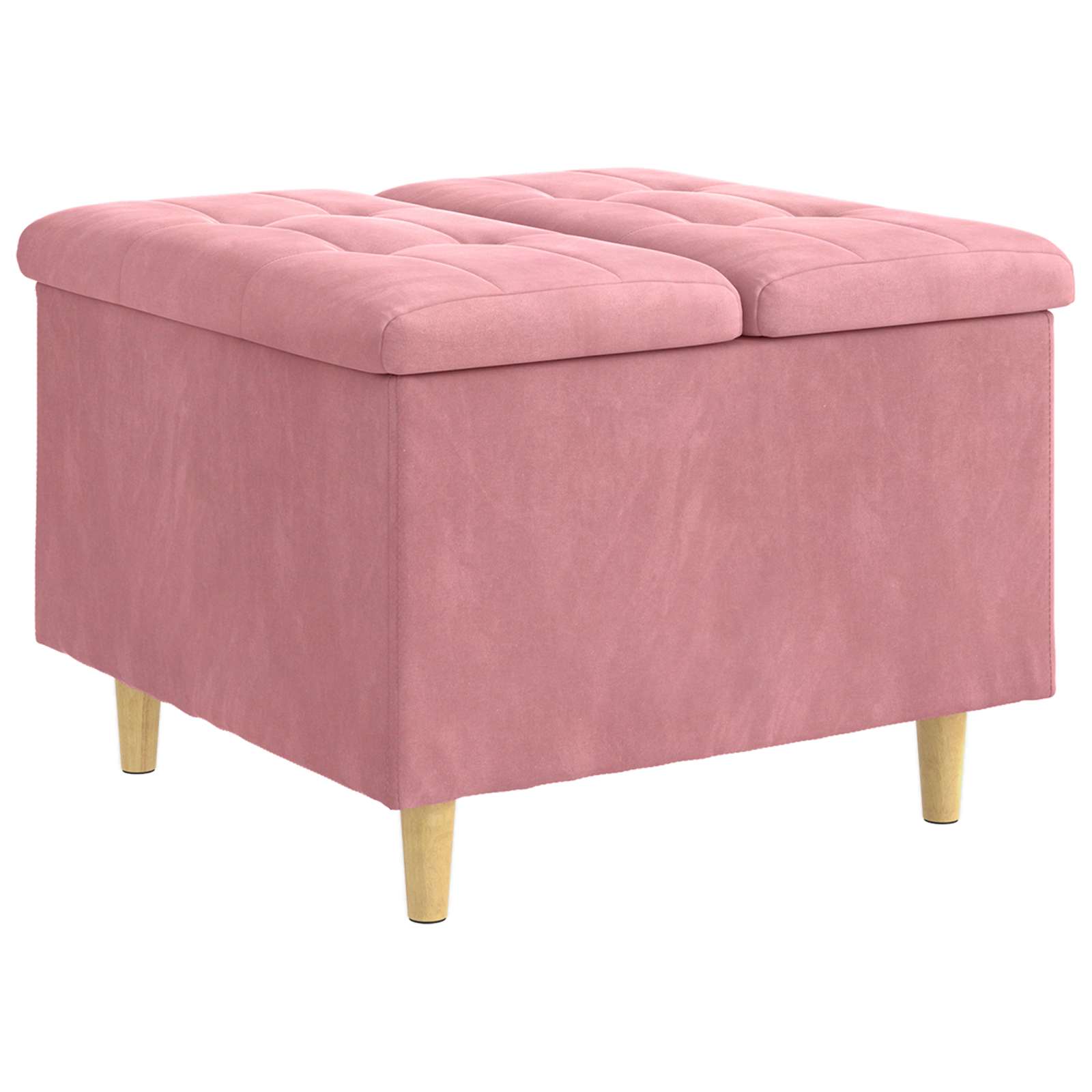 Aufbewahrungsottomane mit Kissen Rosa 60 x 60 x 45 cm Samt
