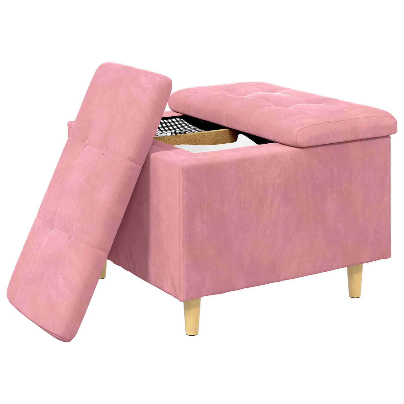 Aufbewahrungsottomane mit Kissen Rosa 60 x 60 x 45 cm Samt