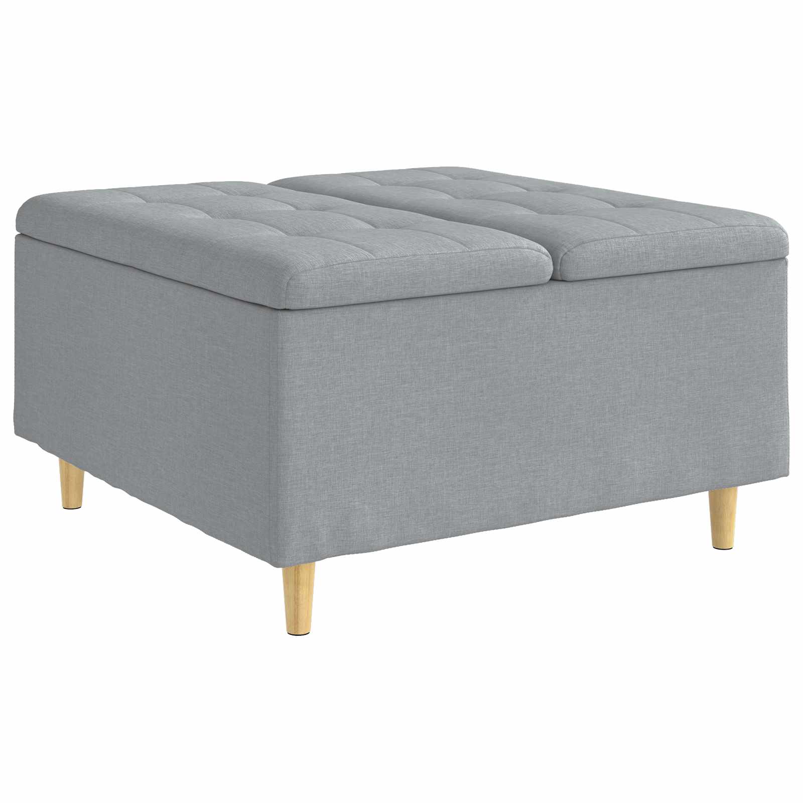 Aufbewahrungsottomane mit Kissen Hellgrau 80 x 80 x 45 cm Stoff