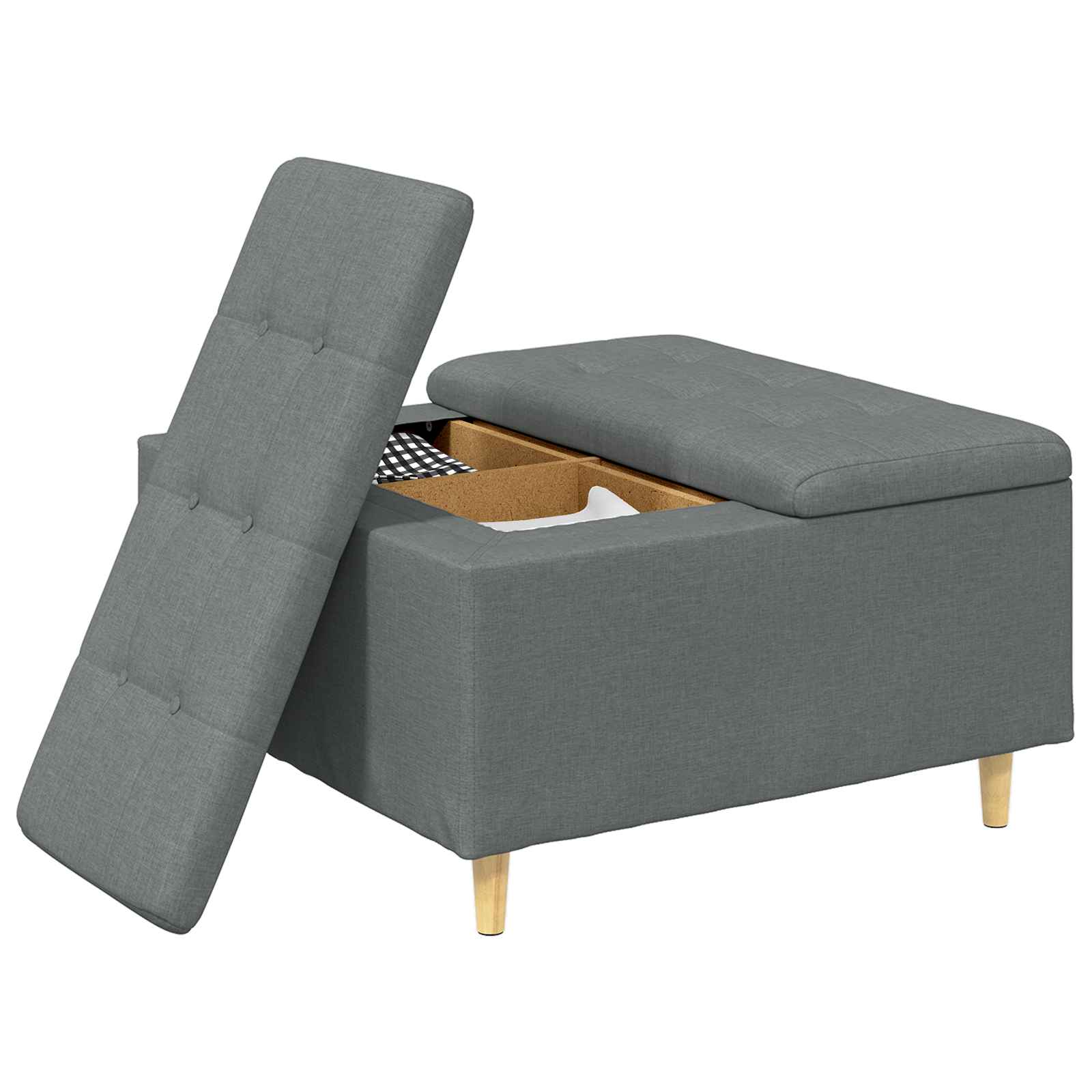 Aufbewahrungsottomane Dunkelgrau 80 x 80 x 45 cm Stoff
