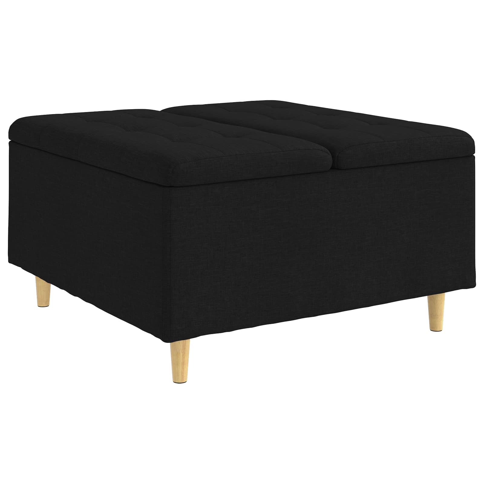Aufbewahrungsottomane mit Kissen Schwarz 80 x 80 x 45 cm Stoff