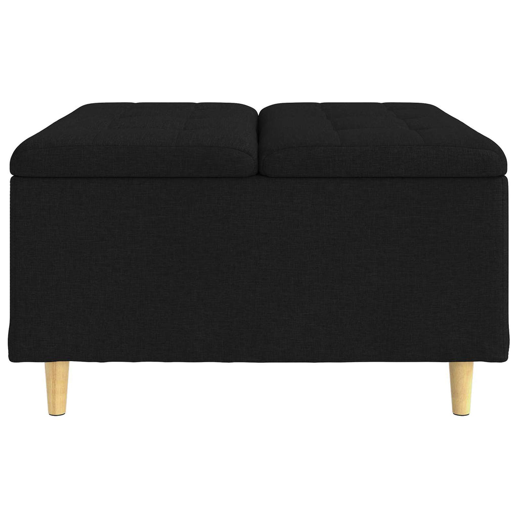 Aufbewahrungsottomane mit Kissen Schwarz 80 x 80 x 45 cm Stoff