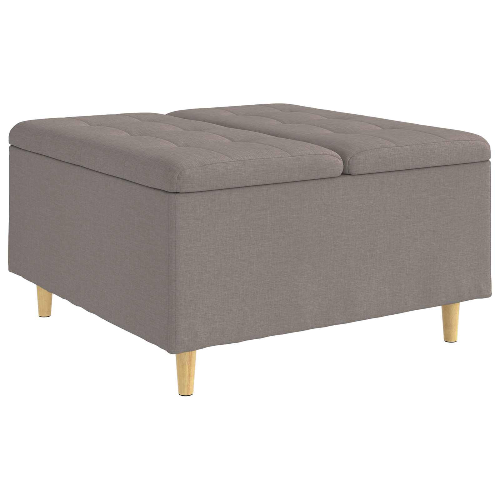 Aufbewahrungsottomane mit Kissen Taupe 80 x 80 x 45 cm Stoff