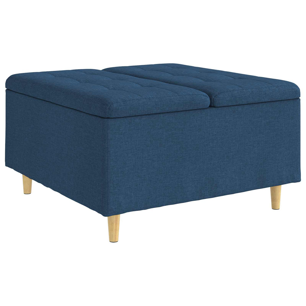 Aufbewahrungsottomane mit Kissen Blau 80 x 80 x 45 cm Stoff