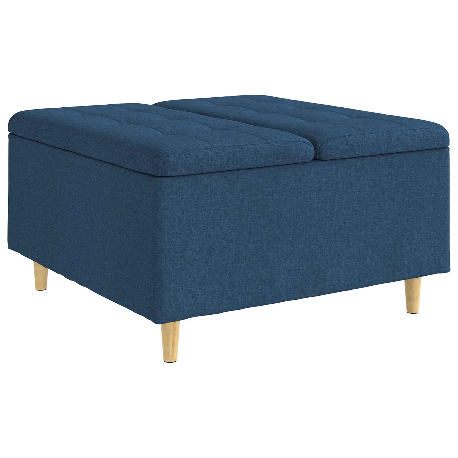 Aufbewahrungsottomane mit Kissen Blau 80 x 80 x 45 cm Stoff