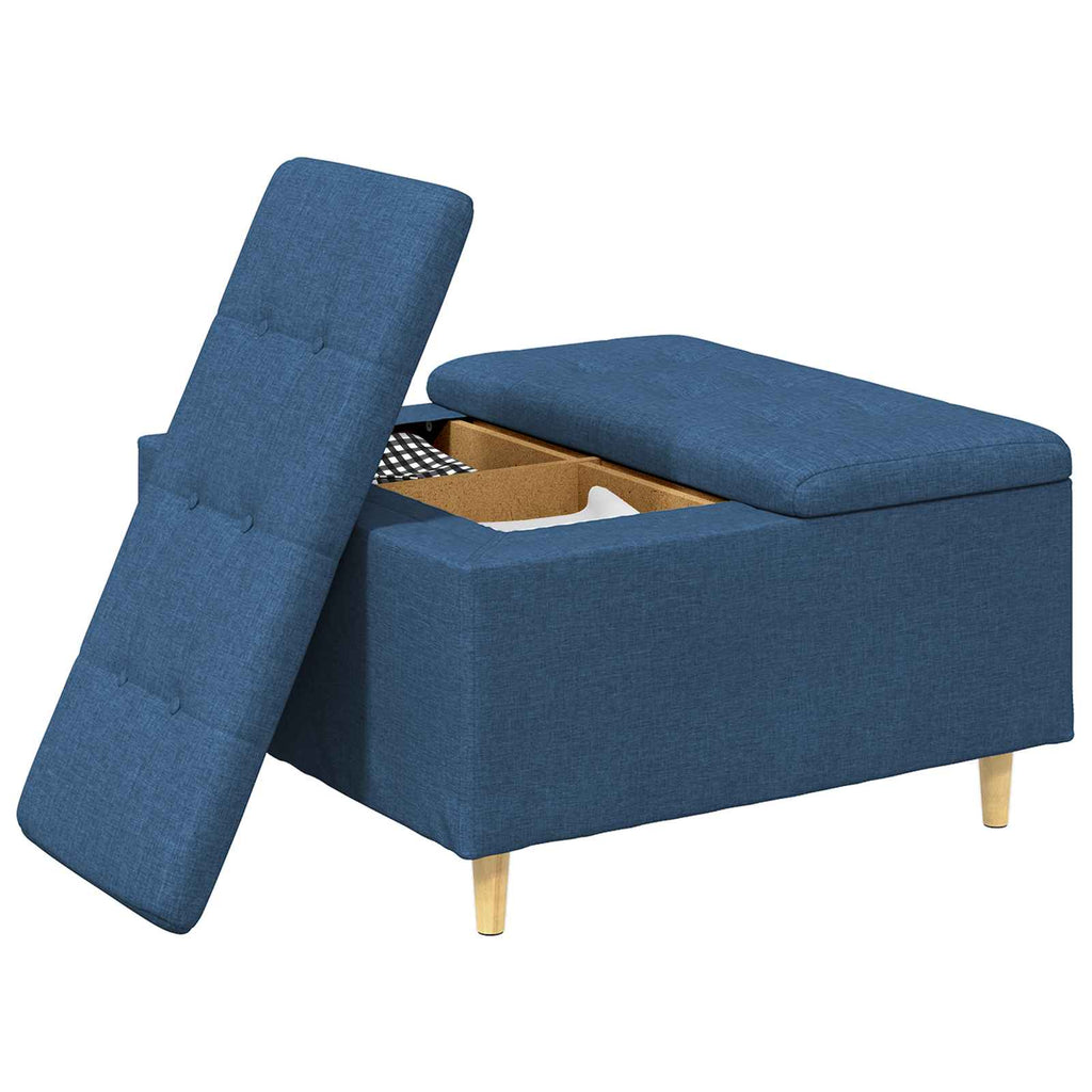 Aufbewahrungsottomane mit Kissen Blau 80 x 80 x 45 cm Stoff
