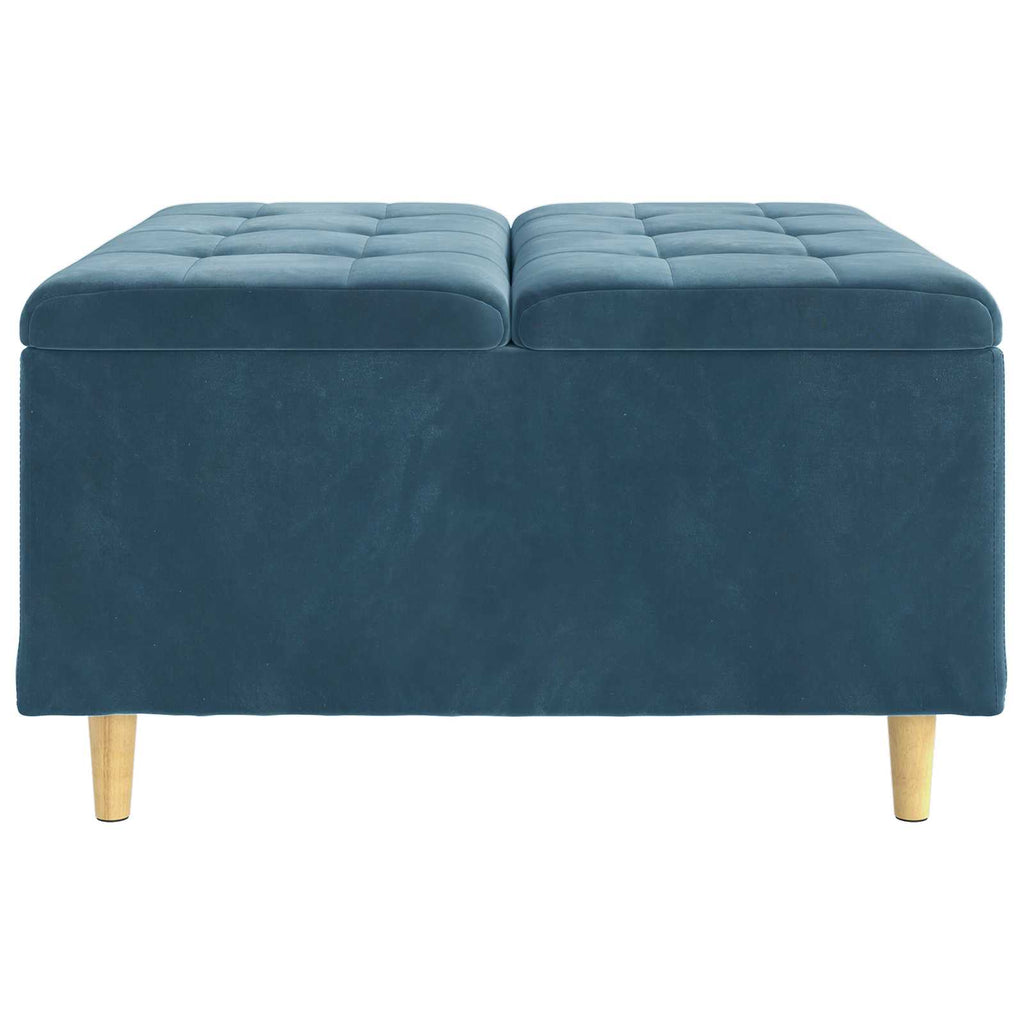 Aufbewahrungsottomane mit Kissen Blau 80 x 80 x 45 cm Samt