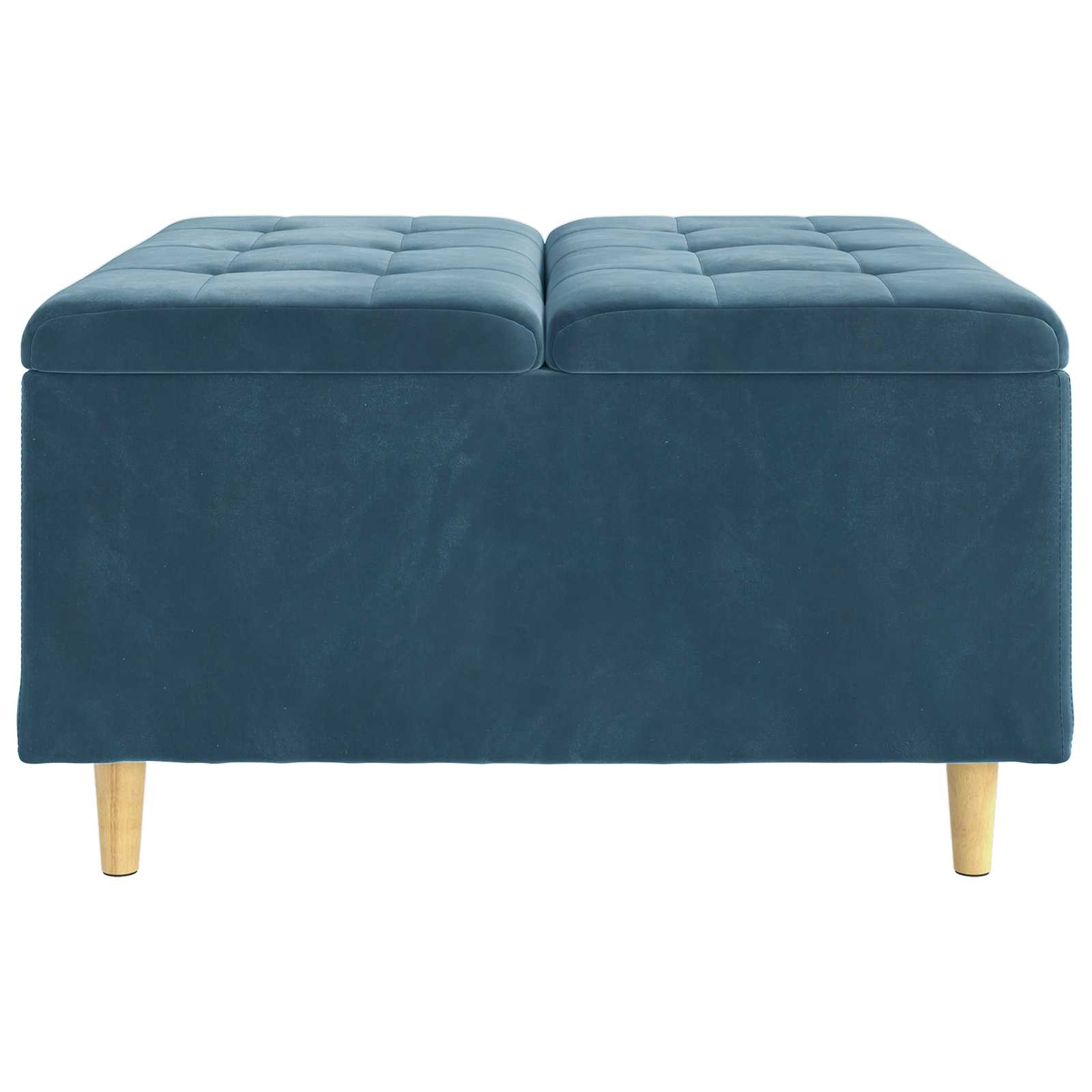 Aufbewahrungsottomane mit Kissen Blau 80 x 80 x 45 cm Samt